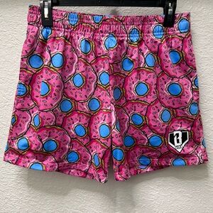 B-101 Baseball Lifestyle Donuts Pink Athletic Shorts for Men SMALL